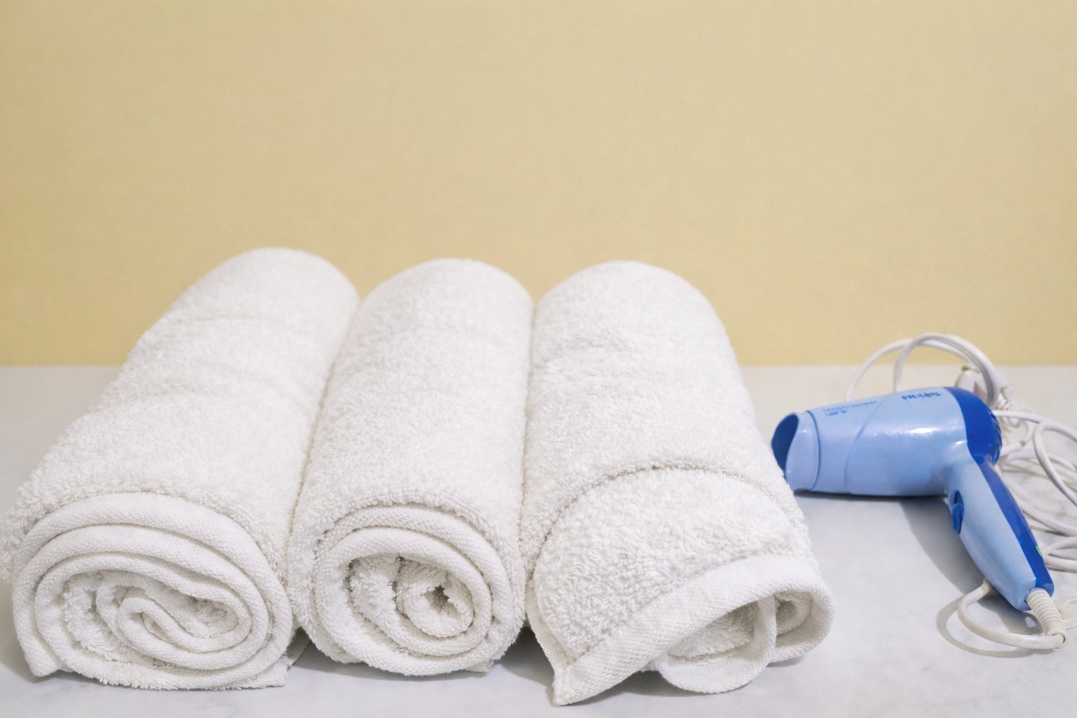 Towels and hairdryer